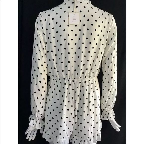 New! Free GenerationRuffle Polka-Dot Woven Romper - Picture 8 of 10